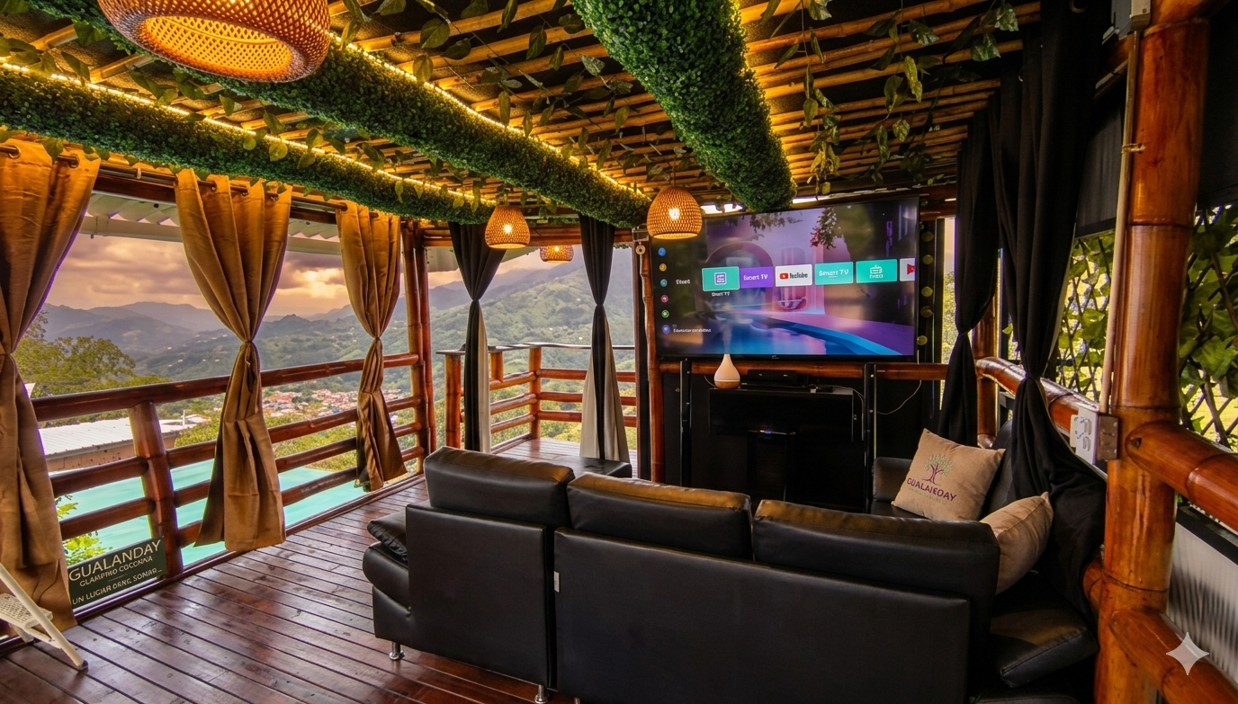 Fogata nocturna bajo las estrellas en Gualanday Glamping, Cocorná
